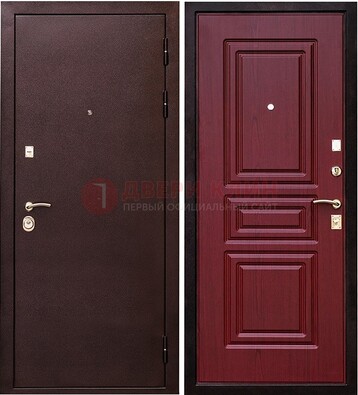 Бордовая входная дверь с порошковым окрасом ДП-36 в Старой Купавне