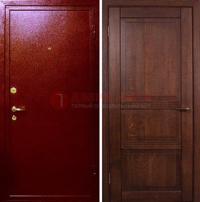Красная железная дверь с порошковым окрасом ДП-58 в Старой Купавне