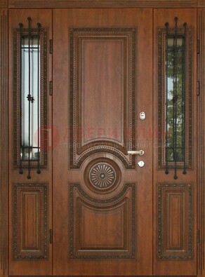 Парадная распашная стальная дверь Винорит со стеклом ДПР-106 в Старой Купавне