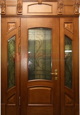Парадная дверь со стеклянными вставками и ковкой ДПР-36 для дома в Старой Купавне
