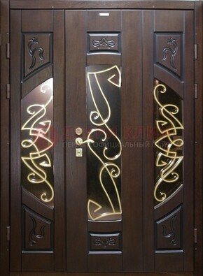 Парадная дверь со стеклом и ковкой ДПР-1 в каркасный дом в Старой Купавне