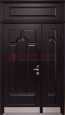 Парадная дверь с металлическими вставками ДПР-47 и фрамугой в Старой Купавне