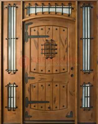 Парадная дверь с коваными элементами ДПР-68 в коттедж в Старой Купавне