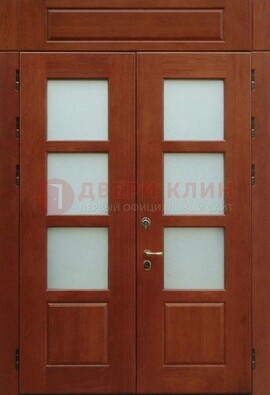 Металлическая парадная дверь со стеклом ДПР-69 для загородного дома в Старой Купавне