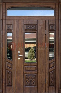 Парадная стальная дверь Винорит со стеклом и резьбой ДПР-97 в Старой Купавне