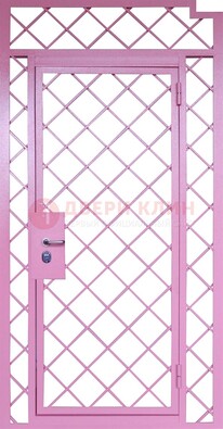 Розовая металлическая решетчатая дверь ДР-15 в Старой Купавне