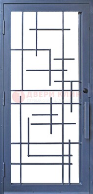 Современная железная решетчатая дверь синяя ДР-31 в Старой Купавне