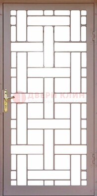 Коричневая металлическая решетчатая дверь для дома ДР-47 в Старой Купавне