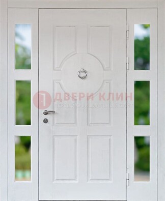 Белая стальная дверь со стеклом и фрамугами ДС-20 в Старой Купавне