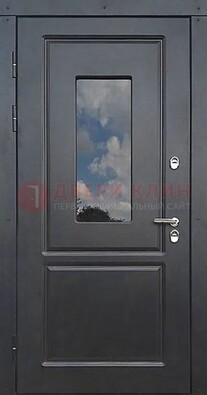 Чёрная металлическая дверь со стеклом ДС-77 в Старой Купавне