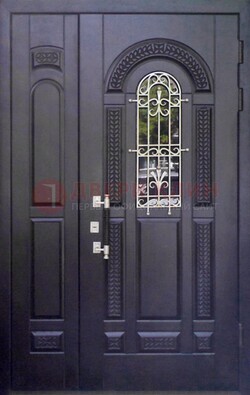 Входная дверь Винорит со стеклом и ковкой с узором ДСК-270 в Старой Купавне
