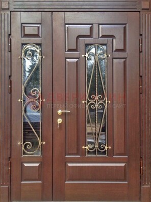 Стальная распашная дверь Винорит стекло и ковка ДСК-274 в Старой Купавне