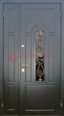 Металлическая дверь Винорит со стеклом в темном цвете ДСК-276 в Старой Купавне