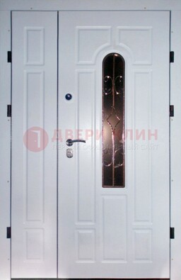 Входная дверь Винорит со стеклом в белом цвете ДСК-277 в Старой Купавне
