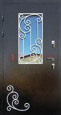 Входная дверь Порошок со стеклом и ковкой ДСК-278 в Старой Купавне