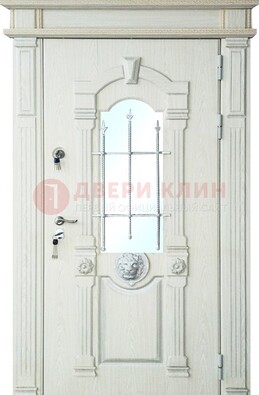 Герметичная входная дверь со стеклом и ковкой с украшением ДСК-64 в Старой Купавне