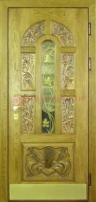 Металлическая дверь со стеклом и ковкой ДСК-90 в гостиницу в Старой Купавне