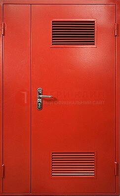Красная железная техническая дверь с вентиляционными решетками ДТ-4 в Старой Купавне
