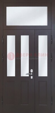 Черная тамбурная дверь со стеклянными вставками ДТМ-38 в Старой Купавне