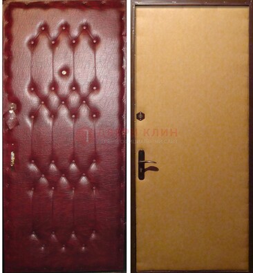 Бордовая металлическая дверь с винилискожей ДВ-1 в Старой Купавне