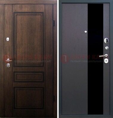 Входная дверь Итальянский орех с МДФ с черным стеклом ДМ-1199 в Старой Купавне