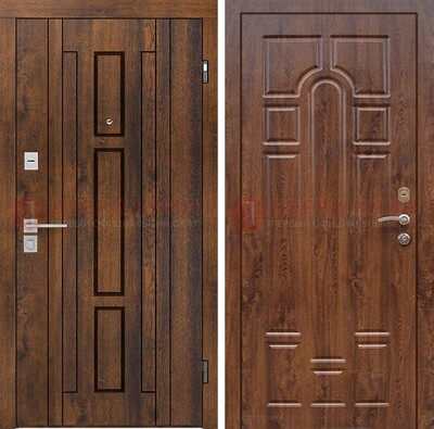 Стальная коричневая дверь с МДФ и коричневой МДФ внутри ДМ-1388 в Старой Купавне