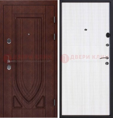 Уличная темная филенчатая дверь с виноритом и МДФ Белый ясень ДВТ-141 в Старой Купавне