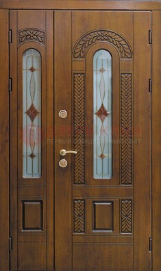 Темная стальная дверь с виноритом и стеклом ДВТ-179 в Старой Купавне