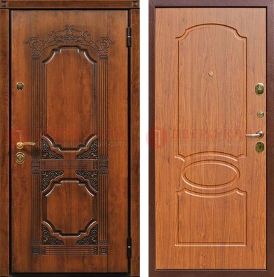 Коричневая уличная дверь с виноритом и узором ДВТ-220 в Старой Купавне