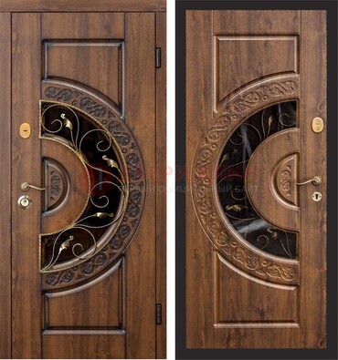 Металлическая дверь с виноритом и панелью Золотой Дуб ДВТ-71 в Старой Купавне
