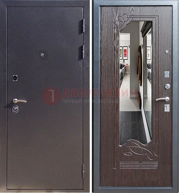 Черная входная дверь с зеркалом МДФ внутри ДЗ-29 в Старой Купавне
