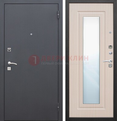 Черная входная дверь с зеркалом МДФ внутри ДЗ-31 в Старой Купавне