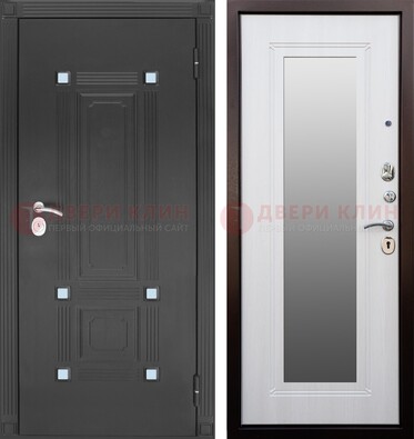 Стальная черная дверь МДФ с зеркалом ДЗ-76 в Старой Купавне