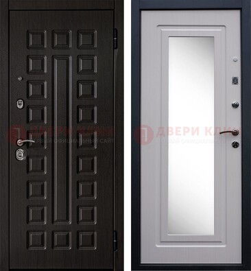 Черная филенчатая металлическая дверь МДФ с зеркалом ДЗ-83 в Старой Купавне