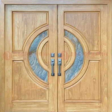 Двухстворчатая металлическая дверь с витражом ВЖ-11 в Старой Купавне