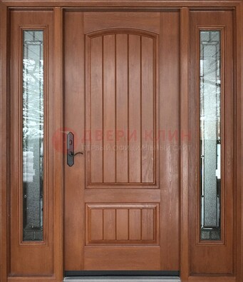 Стальная дверь с массивом дуба и витражом для дома ВЖ-17 в Старой Купавне