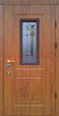 Железная дверь с МДФ и витражом ВЖ-24 в Старой Купавне